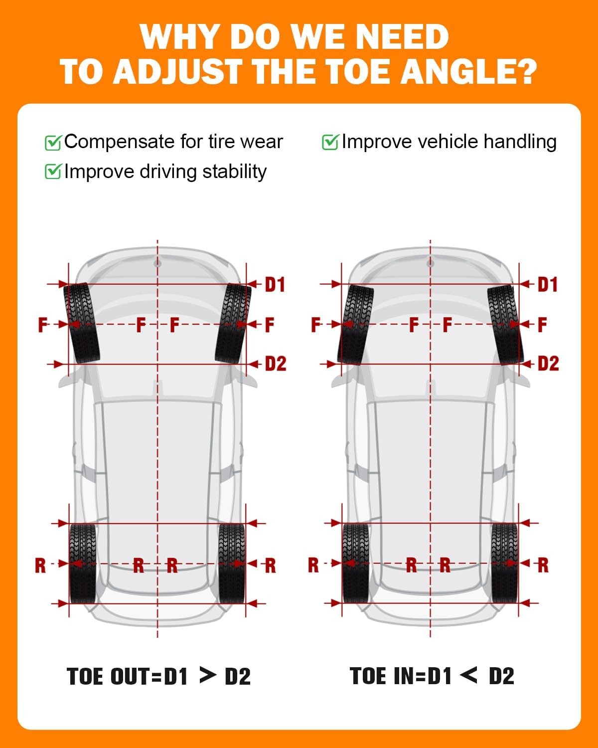 Wheel Alignment Tool Stainless Steel w/Tape Measures Wheel Alignment Camber Tool