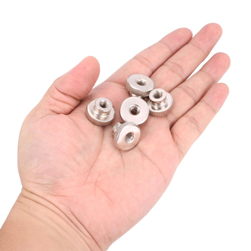 10Pcs Knurled Thumb Nut M6x1 Iron Round Knobs nickel plating Silver Tone