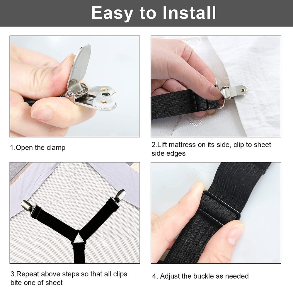 Bed Sheet Straps 2 Pack Adjustable Mattress Sheet Holder Clips