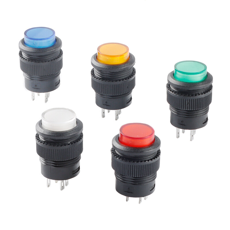 16mm Round Push Button Momentary Switch Illuminated Latching/Self Reset 5 Colors