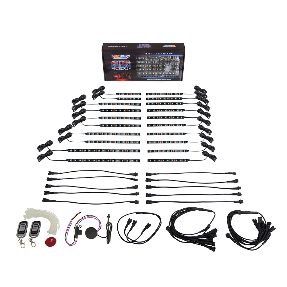 LEDGlow 20pc Advanced Million Color LED Motorcycle Accent Neon Lighting Kit
