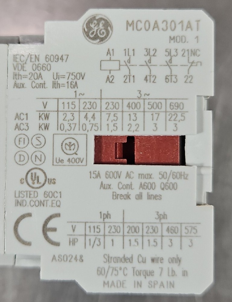 GE MC0A301ATC CONTACTOR. Loc 4E-16