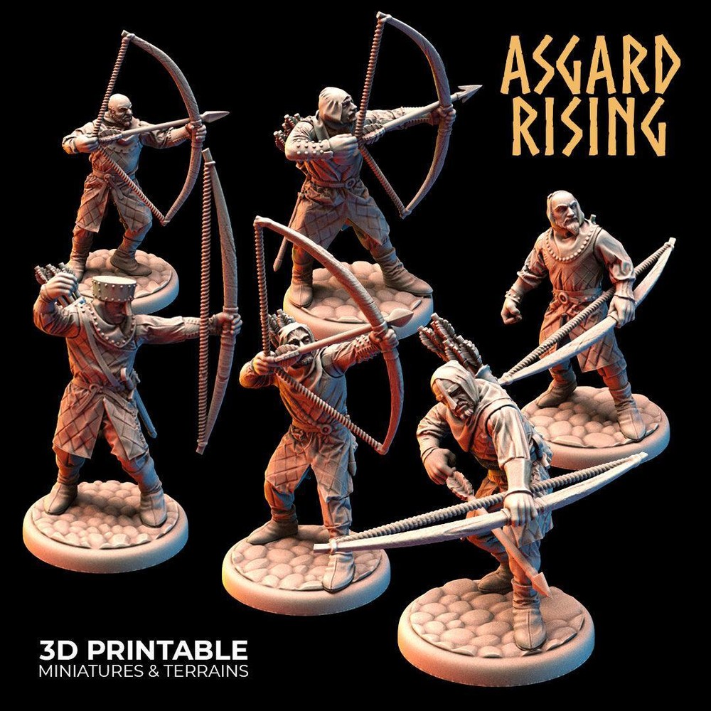 3D Printed Asgard Rising Medieval Bowmen Set 28mm - 32mm Ragnarok D&D