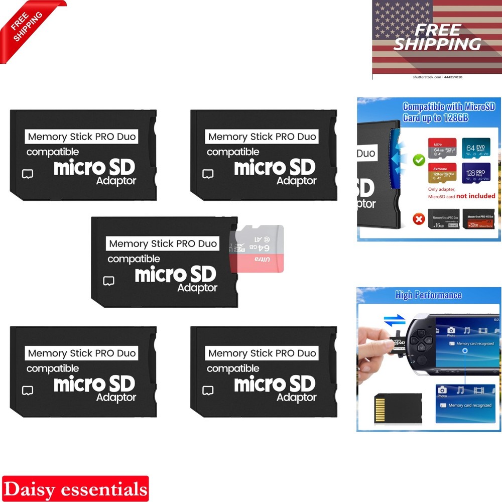5 Pack Micro SD to Memory Stick PRO Duo Adapter for PSP & Cameras