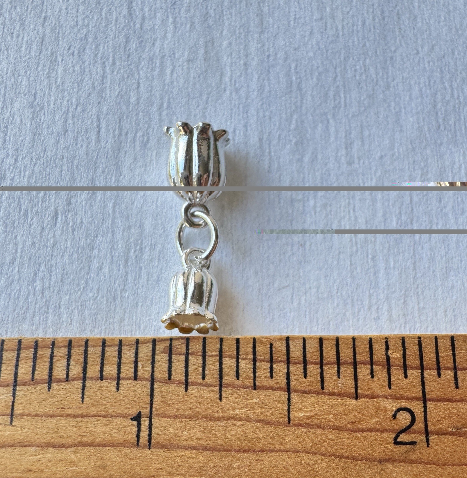 Sterling Silver Lily Of The Valley 925 Set Of 2 Charms 3D Bracelet Stamped New