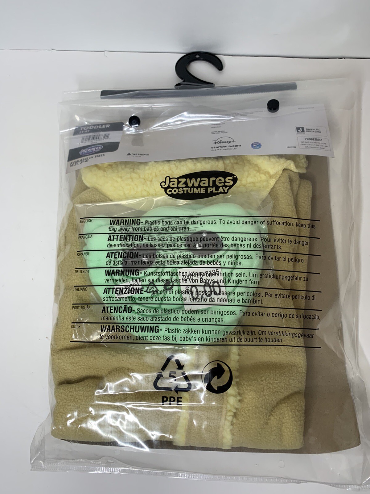 Star Wars The Mandalorian Child Baby Yoda GROGU Toddler Costume 3T-4T Disney