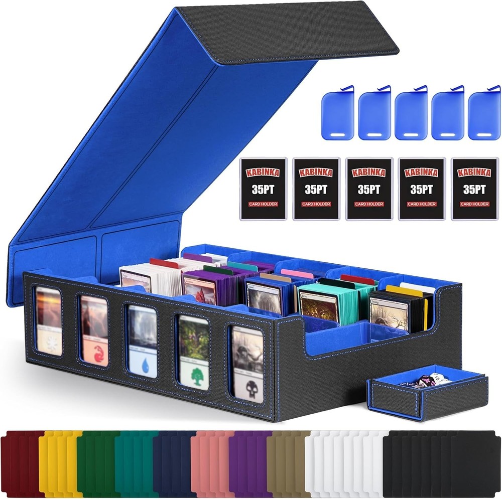 Trading Card Storage Box with Commander Display , 5-Row Deck Case with Remova...