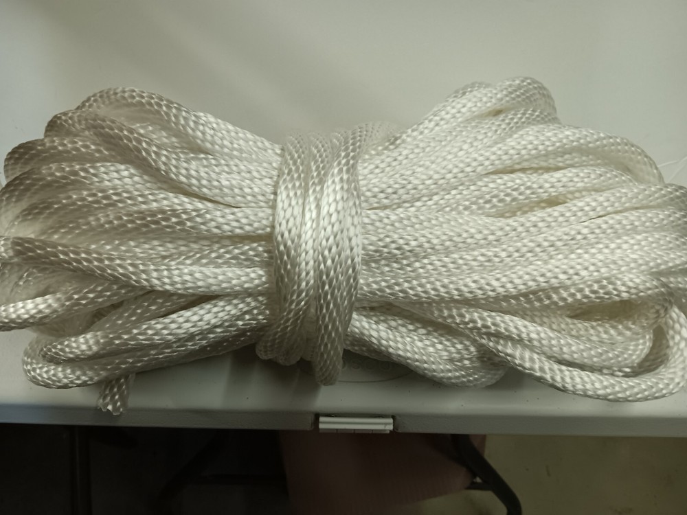 1/2" x 100 ft. Solid Braid MFP Rope Hank. White . Made in USA