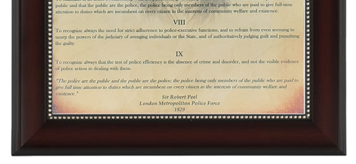 MC-BETTER: Law Enforcement Peel's 9 Principles FRAMED & PERSONALIZED