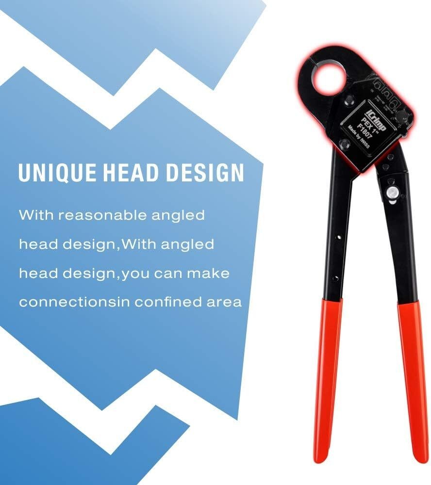 Angle Head PEX Pipe Crimping Tool for Copper Rings 1-inch Angle Single Crimper