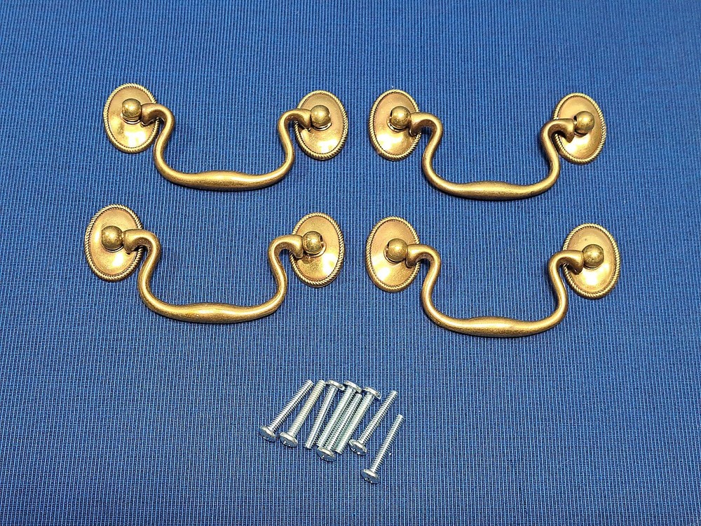 4 Drop Bail Drawer Pulls With Screws 2 1/2" Centers