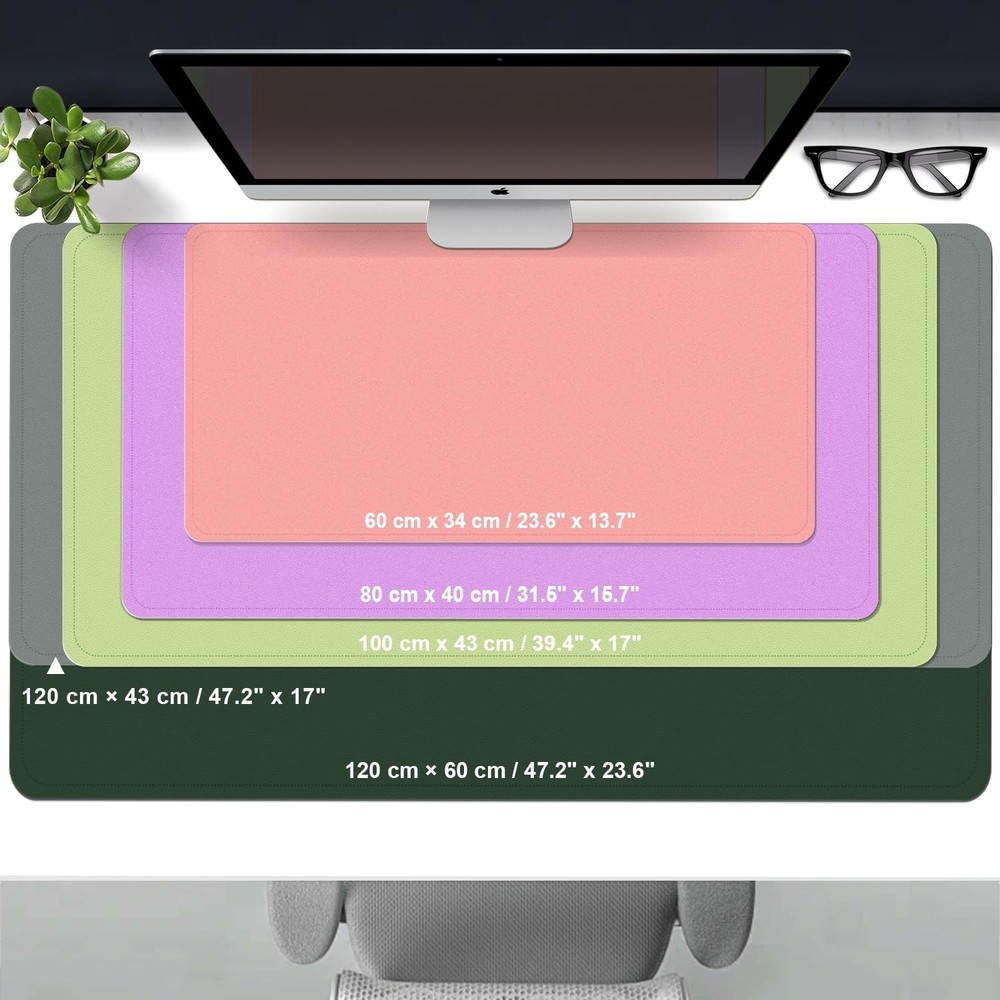 Large Desk Pad, 47.2'' x 23.6'', Computer Mat for Desk, Leather Pad Protector