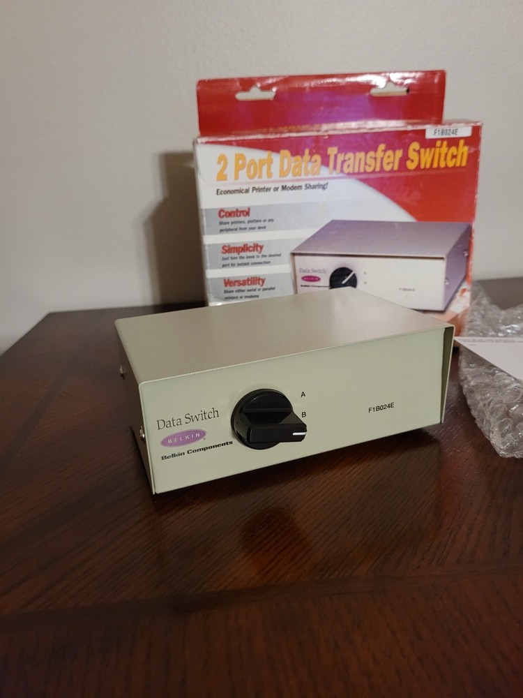 Belkin DB25 Rotary 2 Port Data Transfer Switch F1B024-E Serial/Parallel Printer