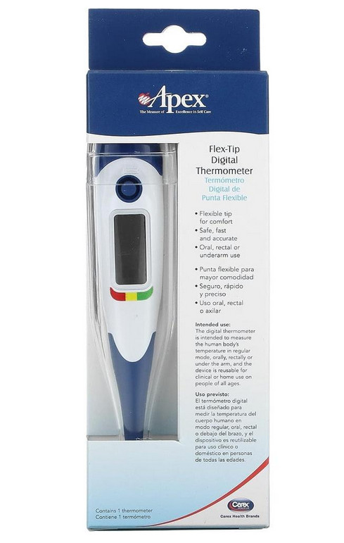Apex Flex-Tip Digital Thermometer Oral Rectal Or Underarm