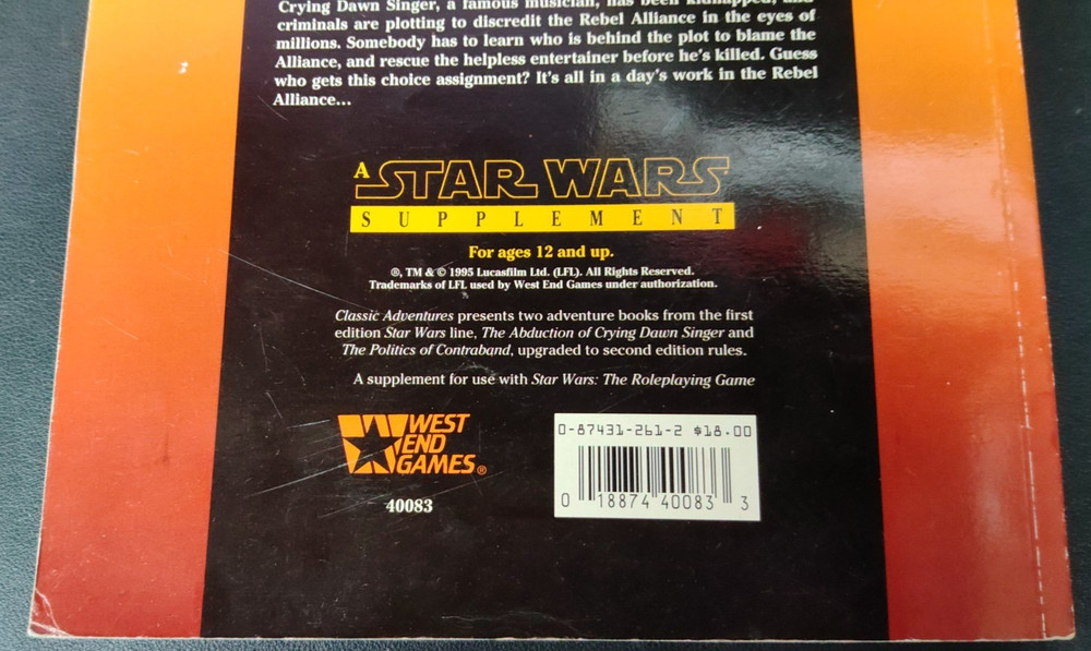 Star Wars Classic Adventures RPG Guide 1995 Paperback