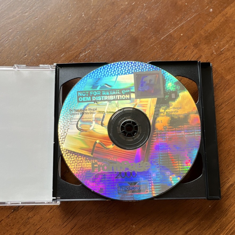 Microsoft FrontPage 2000 Web Publishing CD Disk 1-2 Vintage Collectors Item