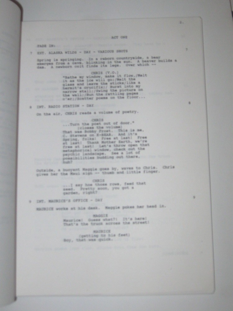 NORTHERN EXPOSURE ORIGINAL SCRIPT FOR "A WING AND A PRAYER" FINAL DRAFT SEASON 5