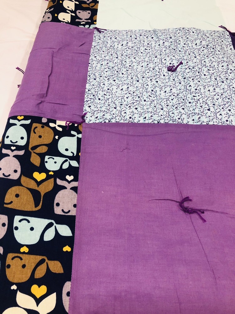 Handcrafted Quilt Patchwork Whale Purple Black Blue Patchwork