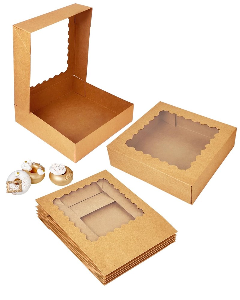 36pcs Brown Pie Boxes 9x9x2.5 inches Easy Assemble Macaroon Cookie Boxes Bake...