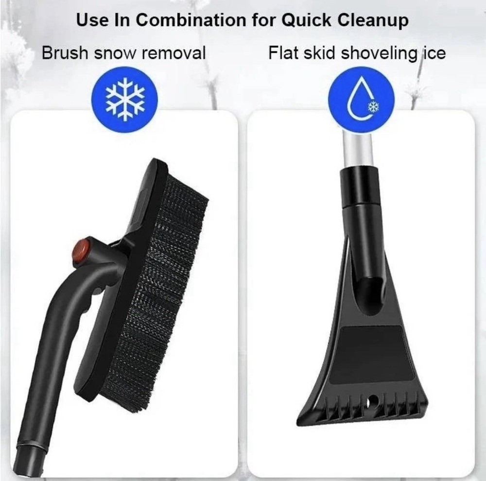 Extendable Ice Scraper And Snow Brush For Car Window And Windshield, Sratchless