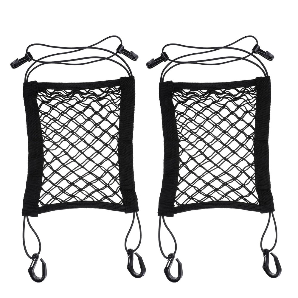 2PCS Motorcycle Bungee Cargo Net, Universal Elastic 28cm x 23cm, Black