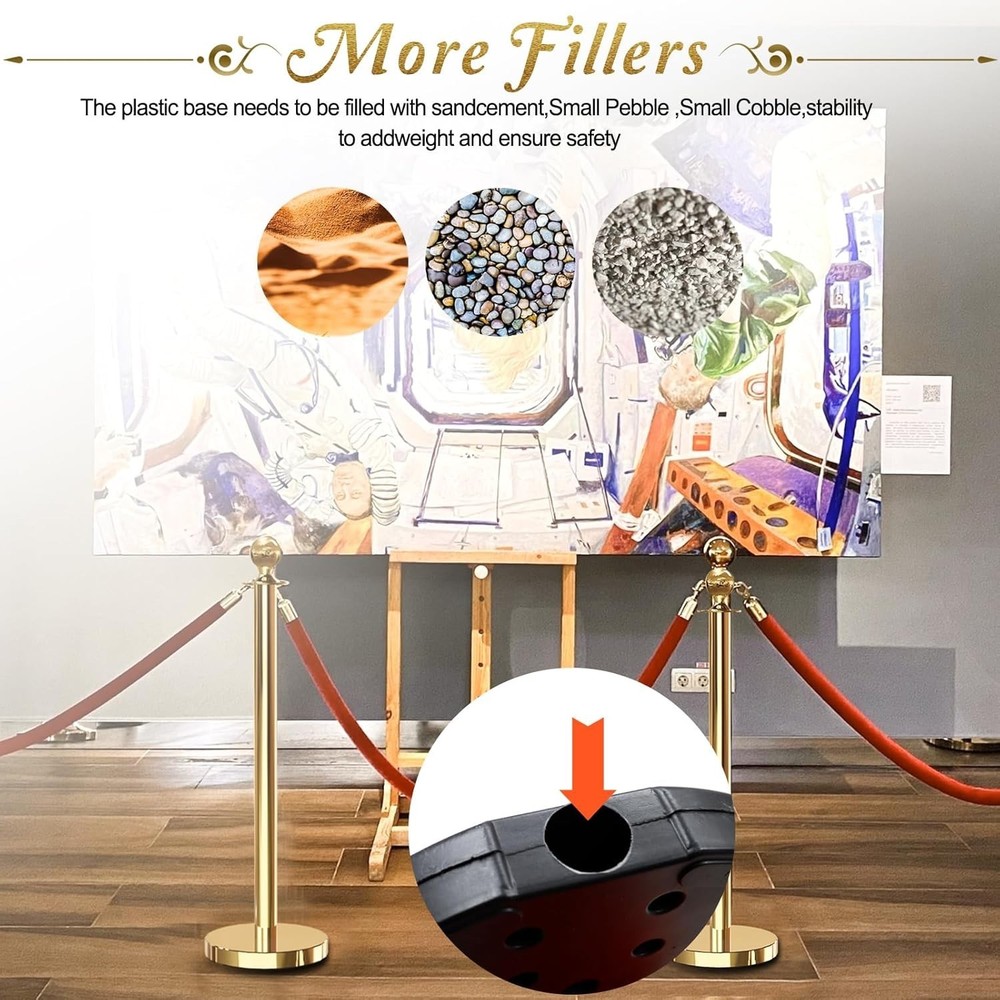 High-Quality Gold Posts with Red Velvet Ropes