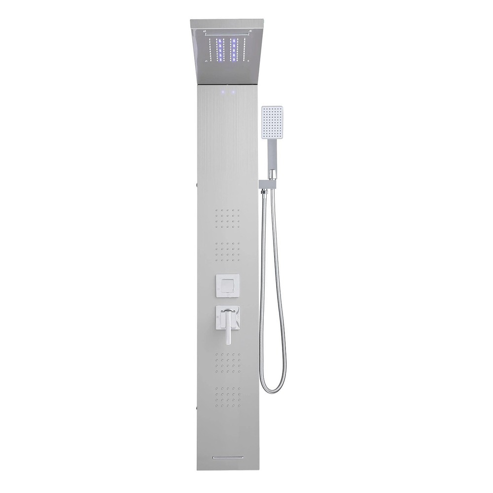 Shower Panel Tower System Stainless Steel Column Rainfall Waterfall Head 5 Modes