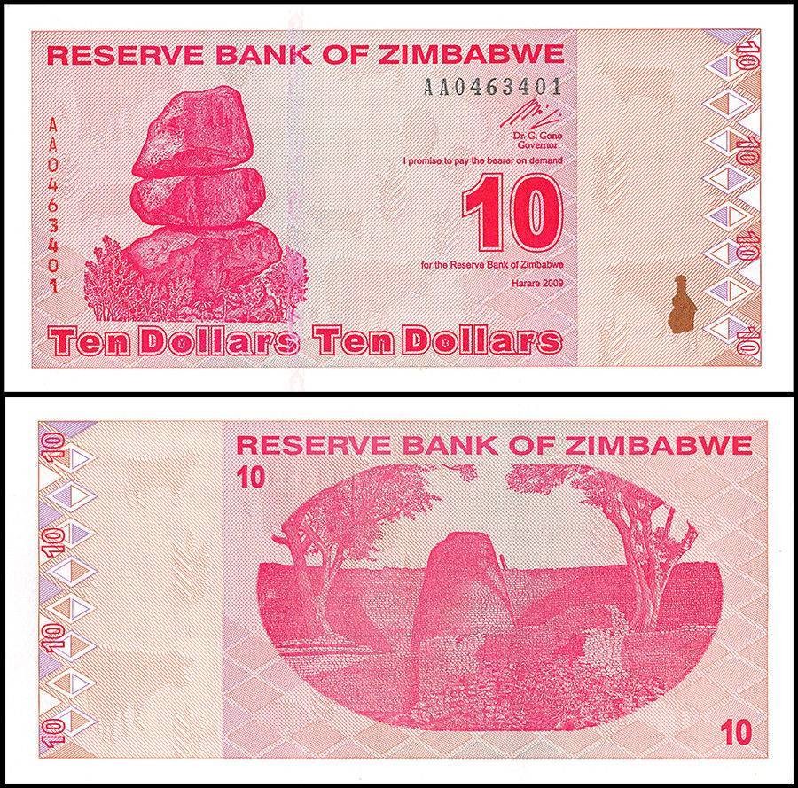 Zimbabwe 10 Dollars, 2009, P-94, UNC
