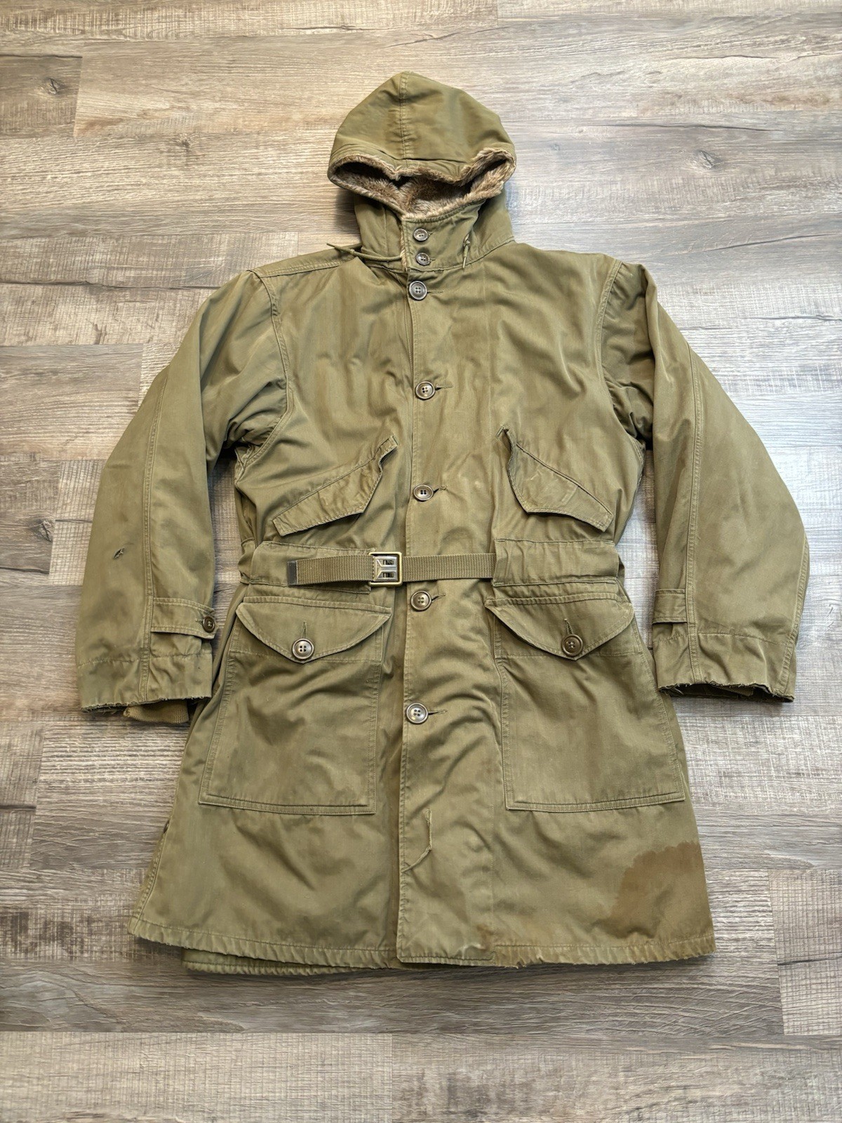 VTG M1947 US Military Parka Med W/ Liner Korean War Salty Army USMC