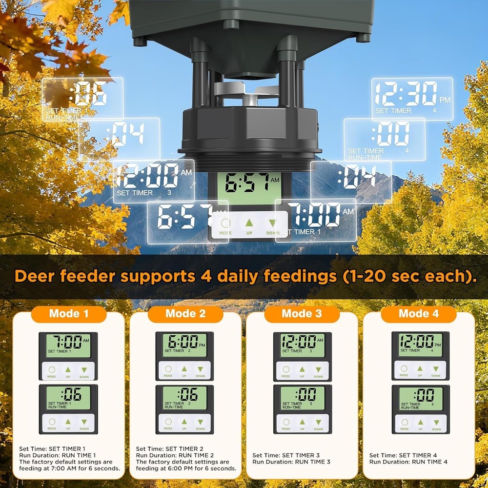 5 Gallon Hanging Deer Feeder, Automatic Game Feeder with Programmable Digital Ti