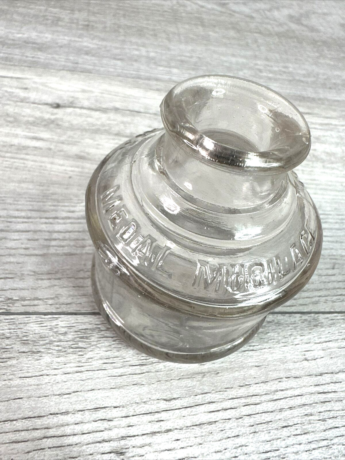 Le Pages Gold Medal Mucilage Shoulder 1890s Ink Shaped Glue Bottle Light Pink