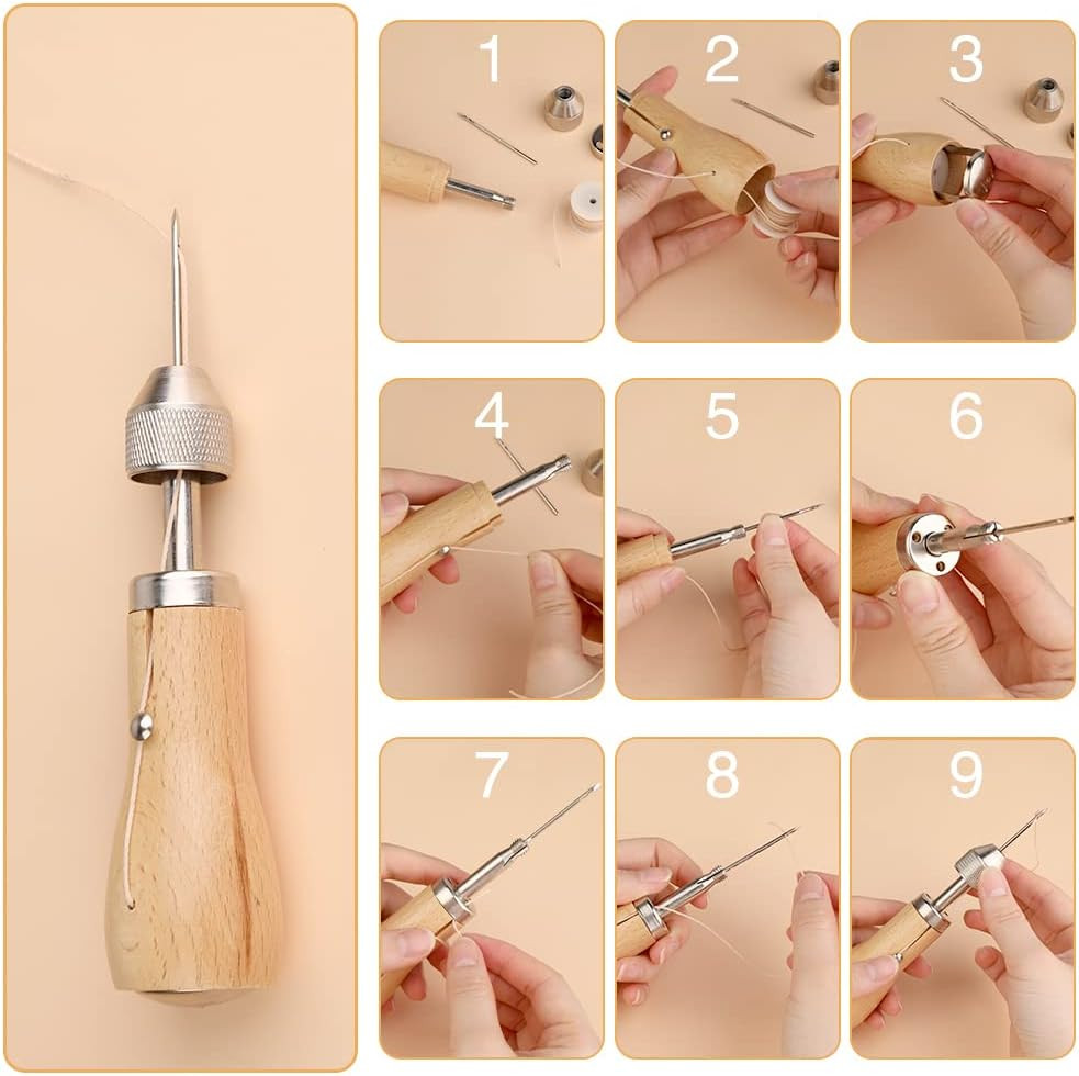 6 Pack Waxed Thread Leather Sewing Awl Replacement Spools, Repair Stitch Thread,