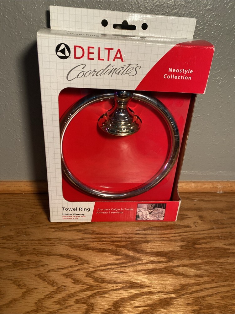 NOS Delta Coordinates Neostyle Collection TOWEL RING Holder Chrome