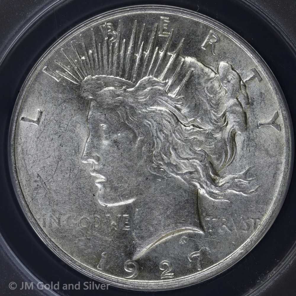 1927-D Peace Silver Dollar ANACS AU 53