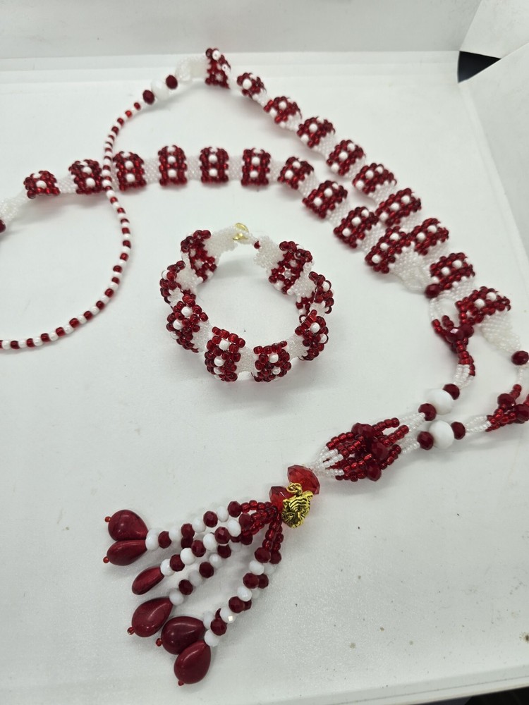 Set de collar e idde orisha Chango Deluxe Tejido