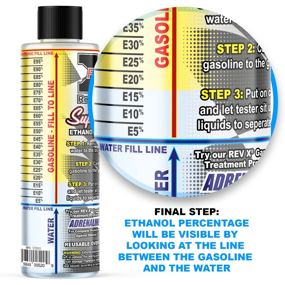 REV X E85 Super Tester - Reusable Gasoline Ethanol Testing 5 fl. oz., Clear