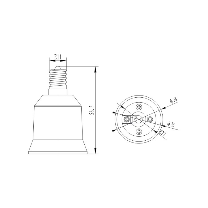 6pcs Mini Candelabra E11 to Medium E26/E27 Standard Screw Adapter Converter