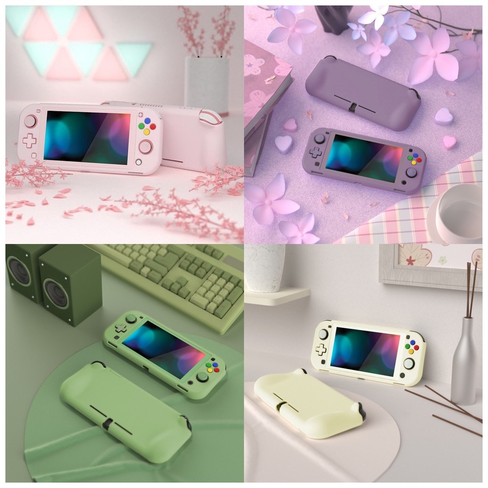 Thumb Grip Button Caps w/Screen Protective Case Cover for Nintendo Switch Lite
