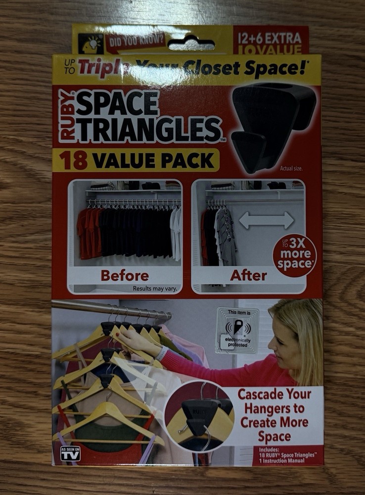 Ruby Space Triangles 18 Value Pack Closet Hanger Organizer As Seen On TV