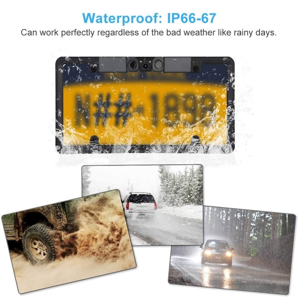 3-in-1 License Plate Frame with Parking Sensor & Backup Camera System