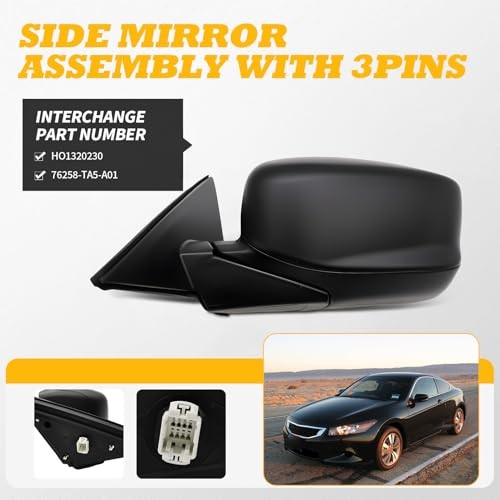 Driver Side Mirror Assembly Compatible with Accord 2008-2012 Side Door Left