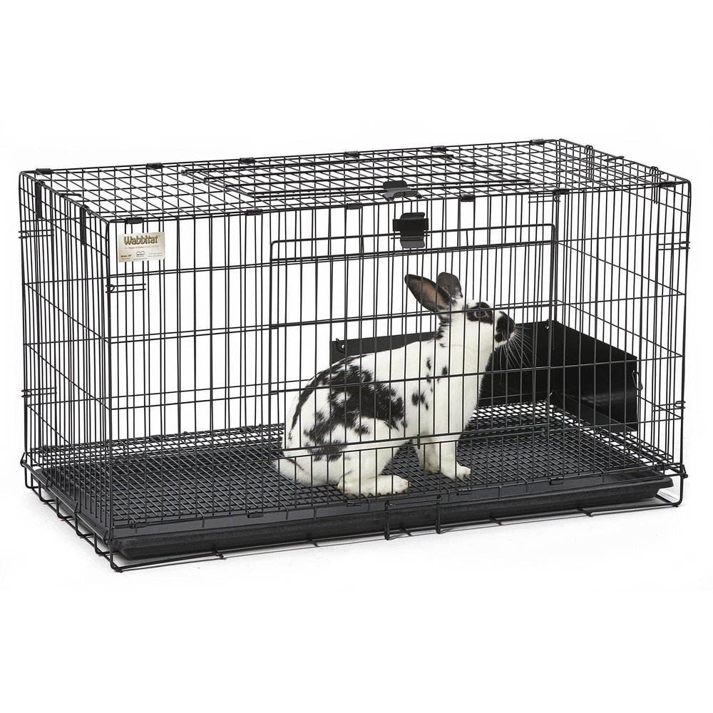 Spacious Black Rabbit Habitat Cage Easy Assembly One Hand Operation Midwest