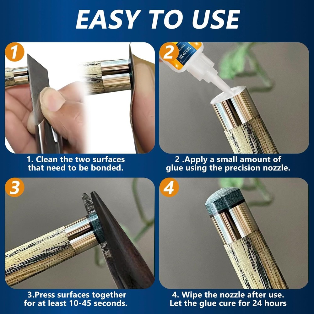 Pool Cue Tip Glue 100g, Quick Dry Billiard for Clear