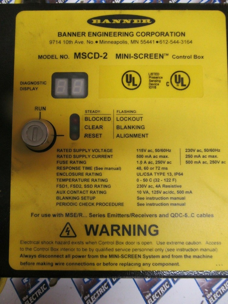 Banner MSCD-2, Mini-Screen Control Box, Light Curtain