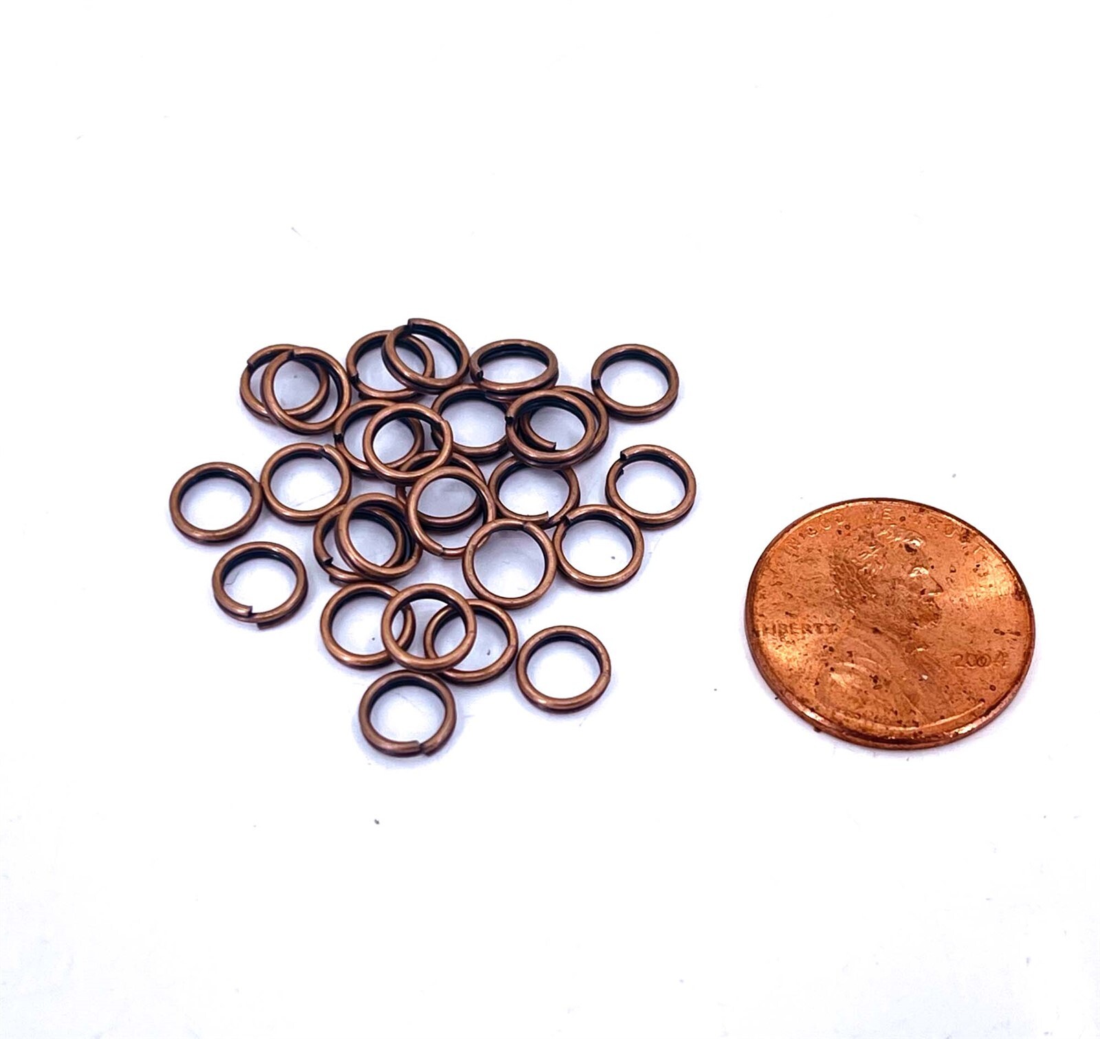 50 Red Copper Double Split Jump Rings Findings Connectors 22 gauge 6mm