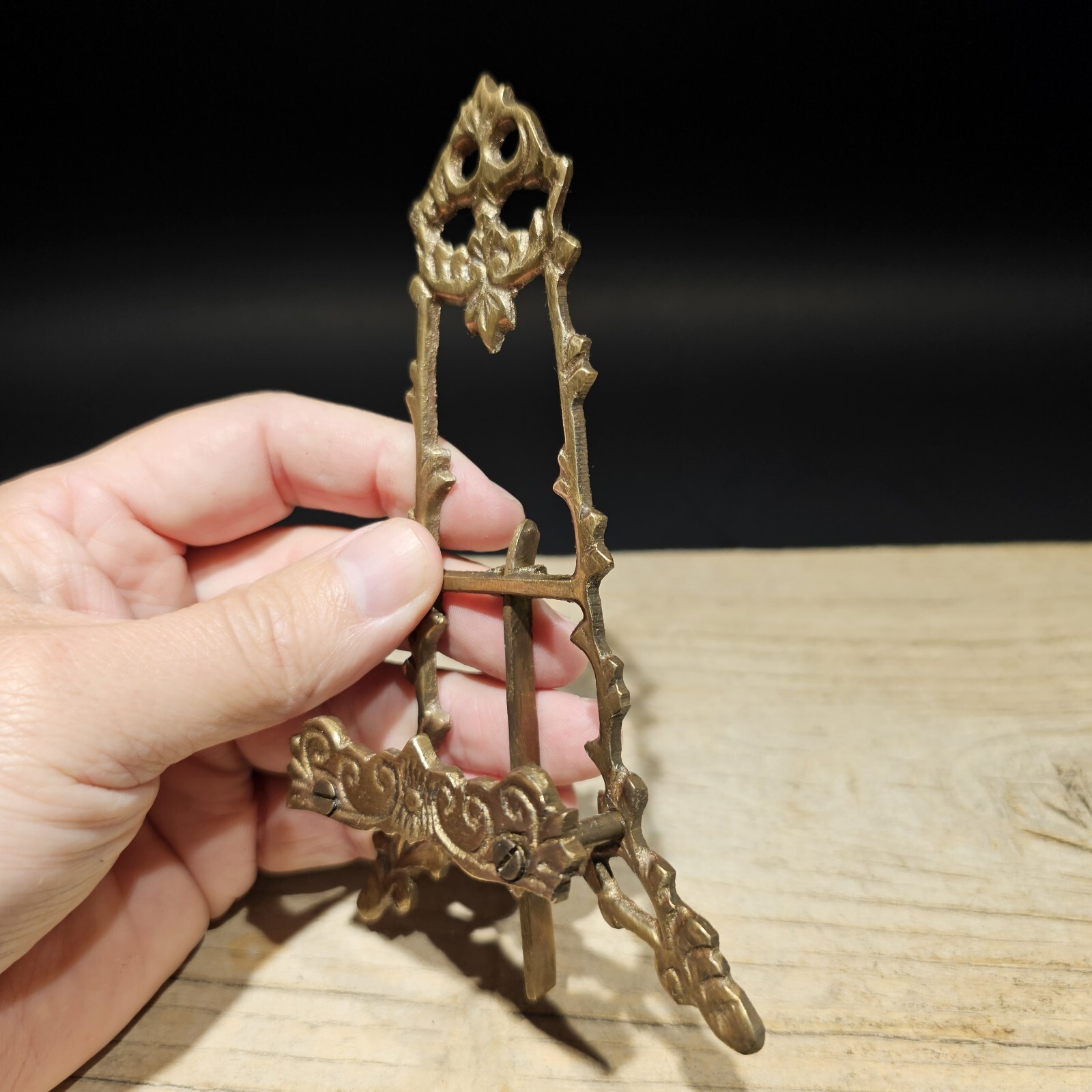 5" Vintage Antique Style Miniature Brass Desk Easel