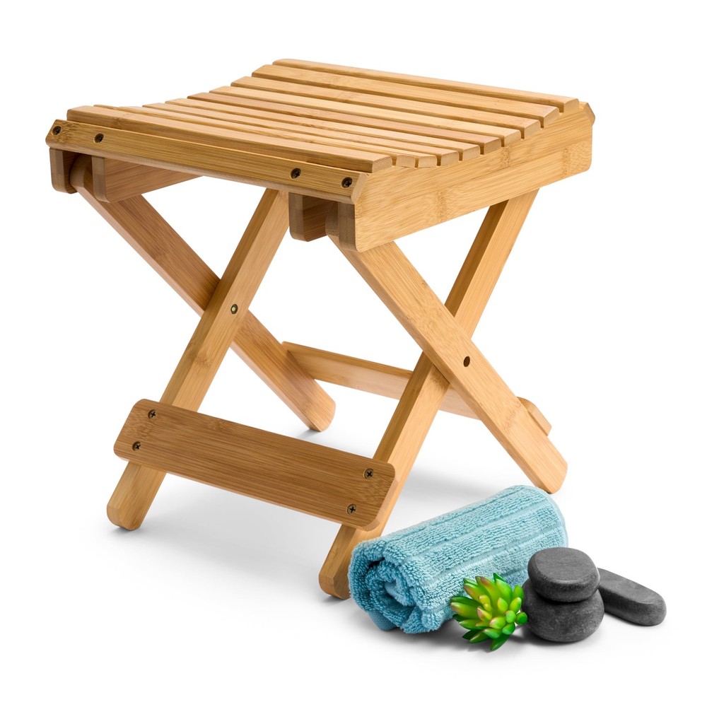 Sorbus Bamboo Folding Step Stool Bench, Natural