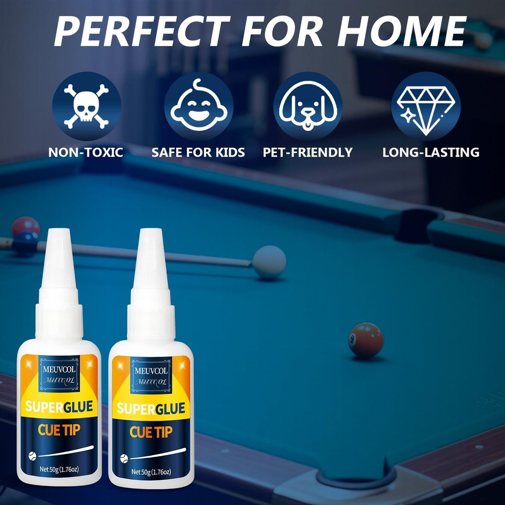 Pool Cue Tip Glue 100g, Quick Dry Billiard for Clear