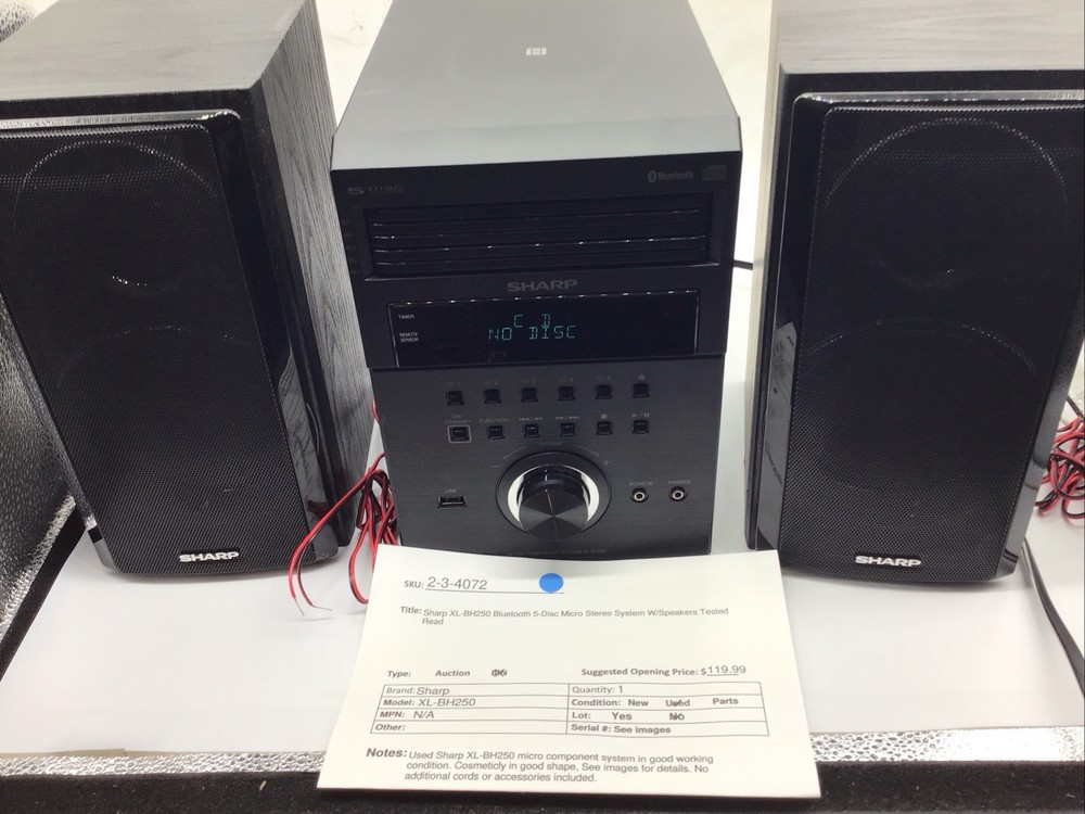Sharp XL-BH250 Bluetooth 5-Disc Micro Stereo System W/Speakers Tested Read