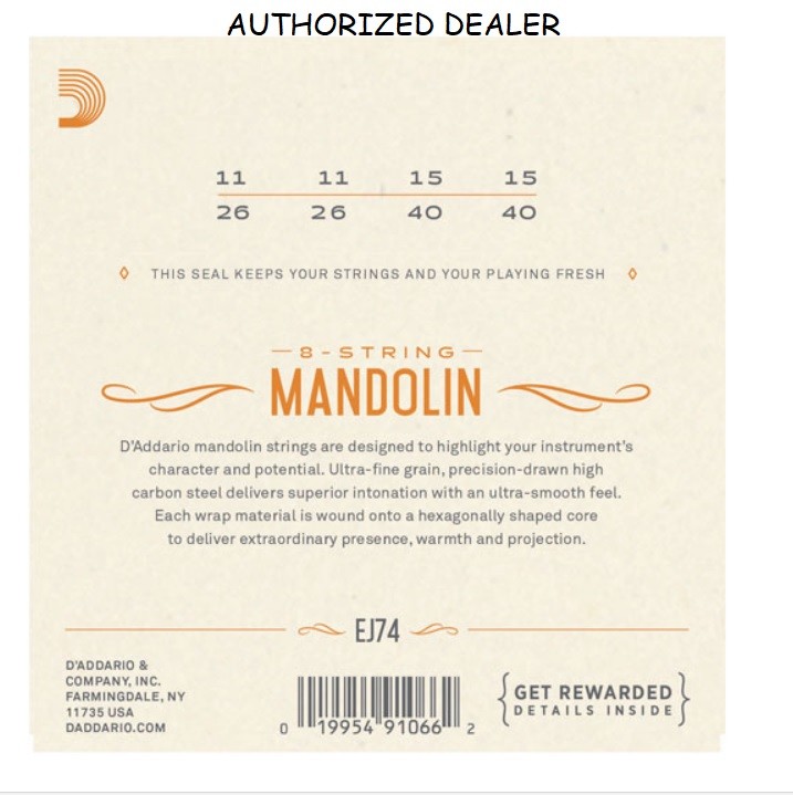 3 Sets D'Addario EJ74 Mandolin Strings, Phosphor Bronze, Medium, 11-40 EJ74-3D